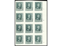 ESPAÑA. 30 ´CMS´ verde en bloque de 12 SIN DENTAR. COLOR CAMBIADO. ...