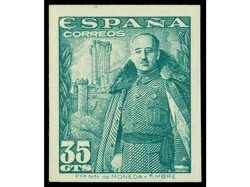 ESPAÑA. 35 cts. verde SIN DENTAR. Cert. CEM. PRECIOSO. RARO. Ed.1026s