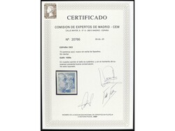 ESPAÑA. 70 cts. azul SIN DENTAR. Precioso error, el más raro de ...