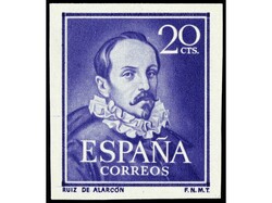 ESPAÑA. RUIZ DE ALARCÓN. 20 cts. violeta oscuro SIN DENTAR. ...