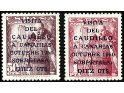 ESPAÑA. CAUDILLO A CANARIAS. SERIE COMPLETA. Bien centrada. Dictamen ...
