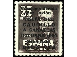 ESPAÑA. CAUDILLO A CANARIAS CON NÚMERO. Bien centrado. Cert. A. ...