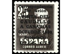 ESPAÑA. CAUDILLO A CANARIAS CON NÚMERO. Cert. CEM. BONITO. RARO. Ed ...