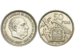 50 Pesetas. 1957 (*BA). I Exposición Iberoamericana de Numismática ...