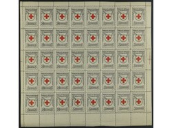 ESPAÑA GUERRA CIVIL. CRUZ ROJA. 5 cts. SEGOVIA. Pliego de 40 sellos ...