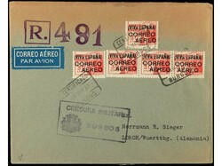 ESPAÑA E. LOCALES PATRIOTICAS. Carta certificada por avión de ...