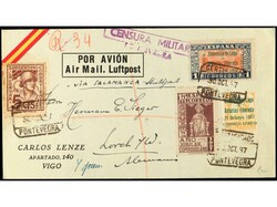 ESPAÑA E. LOCALES PATRIOTICAS: LUGO. Carta certificada por avión de ...