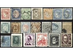 ESPAÑA. 1850-1949. 3 Fichas con sellos y alguna serie. Hay piezas de ...