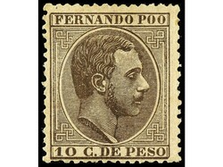 COLONIAS ESPAÑOLAS: FERNANDO POO. 10 c. castaño. Ed.8. Cat. 130€