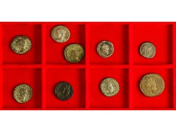 Lote 9 monedas Cobres, Antoninianos y Denarios. AE, Ve, AR. Destacan ...