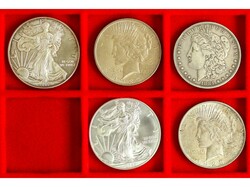 Lote 5 monedas 1 Dollar. 1884 a 2020. AR. 1884 D. (Morgan dollar 1884 ...