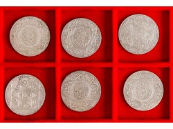 Lote 6 monedas 5 Dirhams. 1313 a 1318 d.H. AR. Años: 1313 BE, 1315 ...