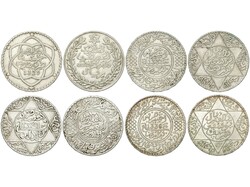 Lote 4 monedas 1/2 Riyal ( 5 Dirhams). 1321 a 1336 dH. AR. Años: ...