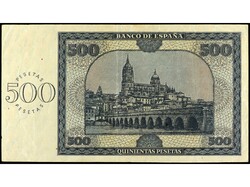 500 Pesetas. 21 Noviembre 1936. Catedral de Salamanca. Serie B. ...