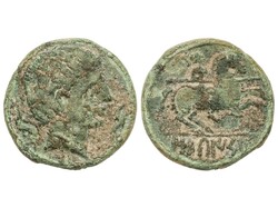 As. 120-20 a.C. SECAISA (BELMONTE, Zaragoza). Anv.: Cabeza masculina ...