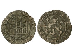 Maravedí. ENRIQUE IV. SEVILLA. 2,19 grs. AE. S debajo del castillo. ...