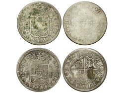 Lote 2 monedas 2 Reales. (172)7 y 1728. SEGOVIA. F. 5,02 y 5,23 grs. ...