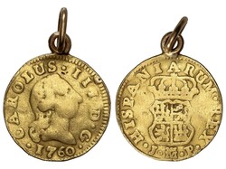 1/2 Escudo. 1760. MADRID. J.P. 1,92 grs. Cara de Rata. Corona ornada. ...