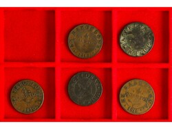 Lote 5 monedas 4 Cuartos. 1810, 11, 12, 13, 14. BARCELONA. A EXAMINAR ...