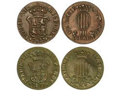 Lote 2 monedas 3 Cuartos. 1811. CATALUNYA. AE. Variantes con ...