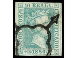 ESPAÑA. 10 reales verde. Margen superior corto. Ed.5. Cat. 2.100€