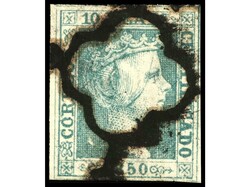 ESPAÑA. 10 reales verde con ARAÑA única y la cara despejada. ...