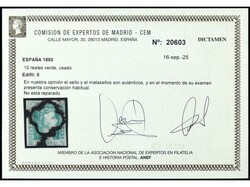 ESPAÑA. 10 reales verde con ARAÑA única y la cara despejada. ...