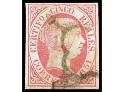 ESPAÑA. 5 reales rosa. Amplios márgenes. Ed.9. Cat. 350€