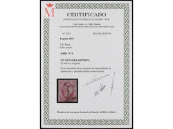 ESPAÑA. 5 reales rosa. Amplios márgenes. Ed.9. Cat. 350€