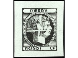 ESPAÑA. 2 PRUEBAS SIN VALOR, la del 1852 en PAPEL GRUESO y la del ...