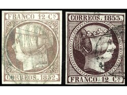 ESPAÑA. 12 cuartos lila y 12 cuartos violeta. MUY BONITOS. OCASIÓN. ...