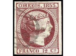 ESPAÑA. 12 cuartos violeta. LUJO. Ed.18. Cat. 160€