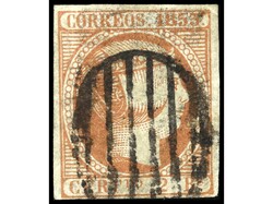 ESPAÑA. 2 reales bermellón. Dictamen CEM. PRECIOSO. MUY RARO. GRAN ...