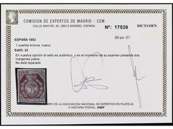 ESPAÑA. 1 cuarto bronce. Dos márgenes justos pero completos. ...