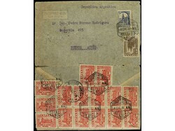 ESPAÑA. SEVILLA a BUENOS AIRES. 5 cts. castaño, sello benéfico de ...