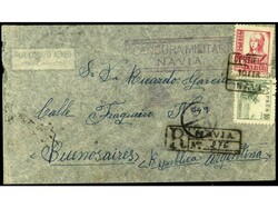 ESPAÑA. Carta certificada y por correo aéreo de NAVIA (ASTURIAS) a ...