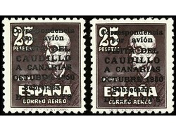 ESPAÑA. CANARIAS AVIÓN CON NÚMERO. Dos ejemplares bien centrados, ...