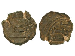 Fracción de Dirham. YAHYA I AL-MAMUN. (Toledo). 1,53 grs. Ve. ...