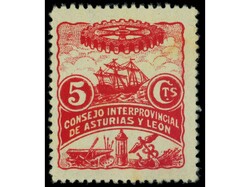 ESPAÑA: ASTURIAS Y LEON. 5 cts. rojo. Valor clave. Muy raro con este ...