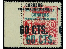 ESPAÑA: ASTURIAS Y LEON. 60 cts. s. 5 cts. rojo con HAB. DOBLE EN ...