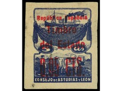 ESPAÑA: ASTURIAS Y LEON. 0,05 cts. s. 5 cts. azul violáceo SIN ...