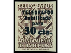 ESPAÑA: AYUNTAMIENTO DE BARCELONA. TELÉGRAFOS. SERIE COMPLETA SIN ...