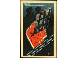 ESPAÑA GUERRA CIVIL. Tarjeta Postal ilustrada M.L.E./CONFERENCIA ...