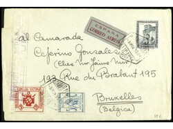 ESPAÑA GUERRA CIVIL. S.R.I. 5 cts. en carta de ALICANTE a BRUSELAS ...