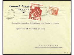 ESPAÑA GUERRA CIVIL. S.R.I. 10 cts. sobre carta de HELLIN (ALBACETE) ...