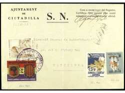 ESPAÑA GUERRA CIVIL. Carta franqueada con 4 VIÑETAS POLÍTICAS y ...