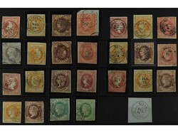 HISTORIA POSTAL. SEGOVIA. 1856-1864. Conjunto de 22 sellos de 4 ...