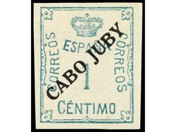 COLONIAS ESPAÑOLAS: CABO JUBY. 1 cto. verde. Dos ejemplares con ...