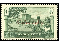 COLONIAS ESPAÑOLAS: CABO JUBY. 10 cts. y 1 pta. con HAB. ROJA. ...