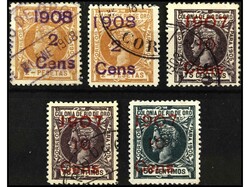 COLONIAS ESPAÑOLAS: RIO DE ORO. 5 valores sobrecargados. MUY BONITOS ...